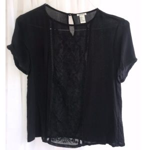 Forever 21 Black Shirt with Mesh Front